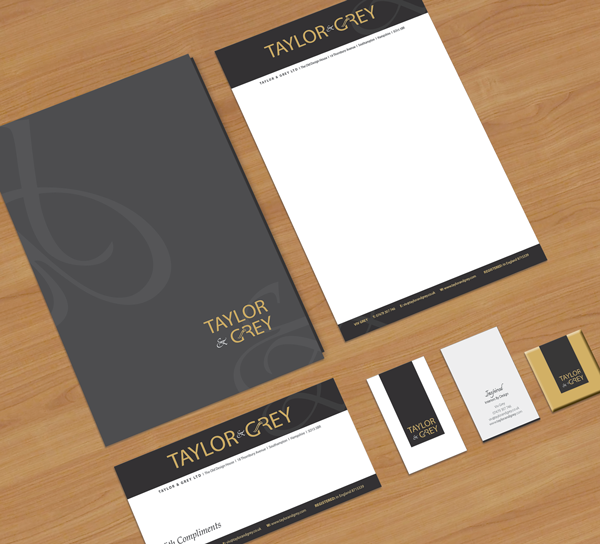 Graphic Design Link - image shows business stationery for interior design company Taylor & Grey.